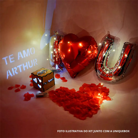 Kit Surpresa de Amor: Balões, luz de LED e pétalas